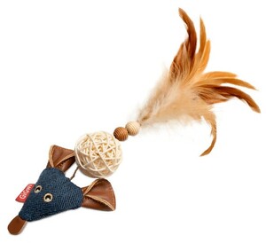 Игрушка GiGwi Catch & Scratch Eco Мышка с плетеным шариком, ГиГви 14х7х3см