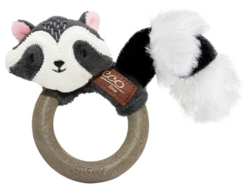 Игрушка GiGwi Catch & Scratch Eco Енот с кольцом из мататаби, ГиГви