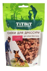 TitBit снеки для дрессировки собак всех пород с уткой, Титбит 100 гр