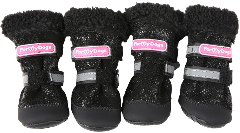 Сапоги ForMyDogs зимние с усиленным носком черные под змеиную кожу, ФоМайДог