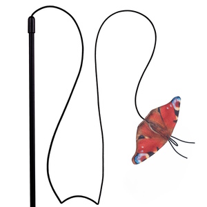 Игрушка Антицарапки дразнилка с палочкой Бабочка с валерианой 48-50 см