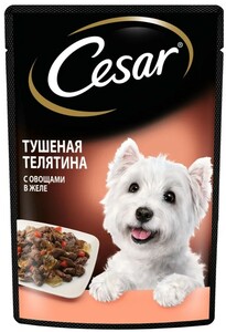 Цезарь Пауч нежная тушеная телятина с овощами для собак, Cesar