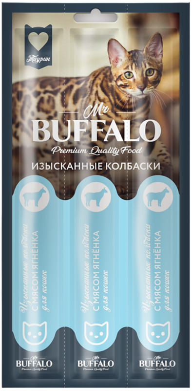 Лакомство Mr. Buffalo колбаски для кошек с мясом ягненка, Буффало