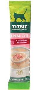 TitBit крем-суп для кошек с кусочками телятины, ТитБит