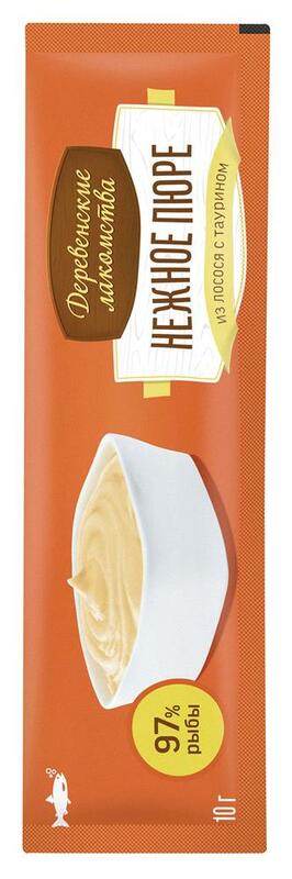 Деревенские Лакомства для кошек Нежное пюре из лосося