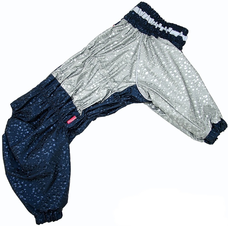 Комбинезон дождевик ForMyDogs "Капли" синий/серебро для мальчиков, ФоМайДог