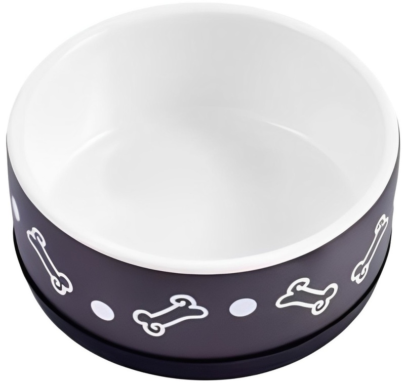 Миска Mr.Kranch керамическая для собак черная с косточками, Мистер Кранч
