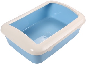 Туалет Triol для кошек прямоугольный с бортом, Триол 420*300*145 мм голубой