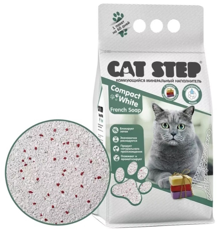 Наполнитель Cat Step Compact White Французское мыло, Кэт Степ