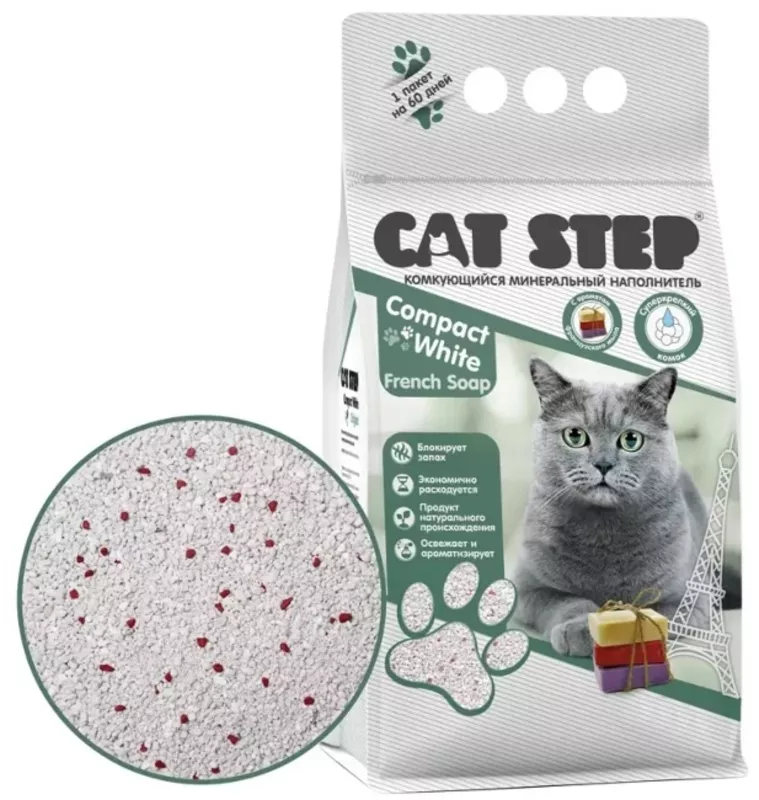 Наполнитель Cat Step Compact White Французское мыло, Кэт Степ