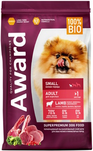 Сухой корм Award для взрослых собак мелких и миниатюрных пород с ягненком и индейкой, Аворд 0,8 кг