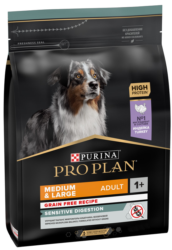 Pro Plan Эдалт Дог Сенсетив Медиум Grain Free индейка, Про План