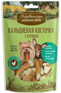 Деревенские лакомства Косточка кальциевая с курицей для мини пород