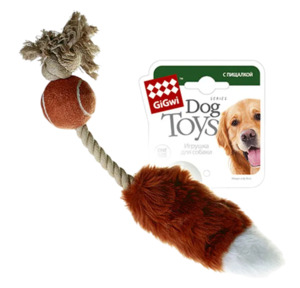 Мячик GiGwi с лисьим хвостом и пищалкой, Гигви