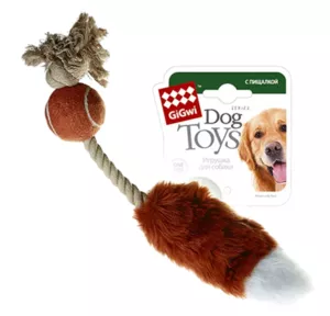 Мячик GiGwi с лисьим хвостом и пищалкой, Гигви
