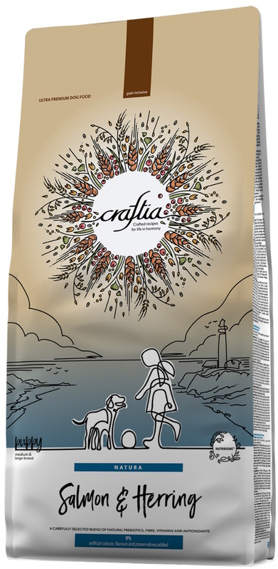 Craftia Natura Лосось и сельдь для щенков средних и крупных пород, Крафтия