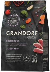 Grandorf Fresh Мясо утки с бататом для собак мелких пород, Грандорф Беззерновой корм с живыми пробиотикамиБеззерновой корм с живыми пробиотиками