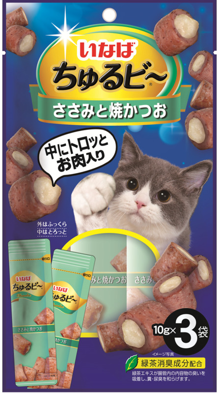 Inaba Churu Bee запеченные трубочки куриное филе и запеченный тунец Кацуо, Инаба