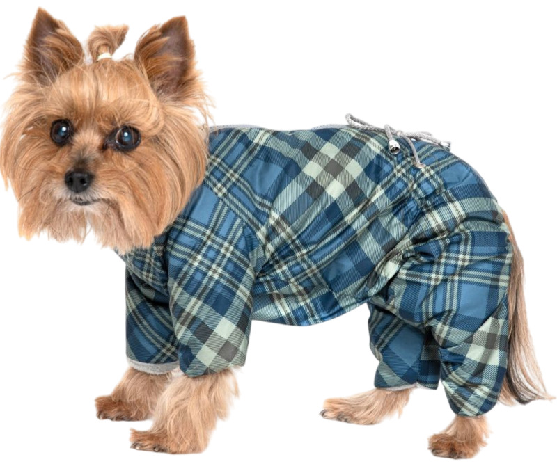 Комбинезон Оссо демисезонный на меху синий в клетку мальчик, Osso