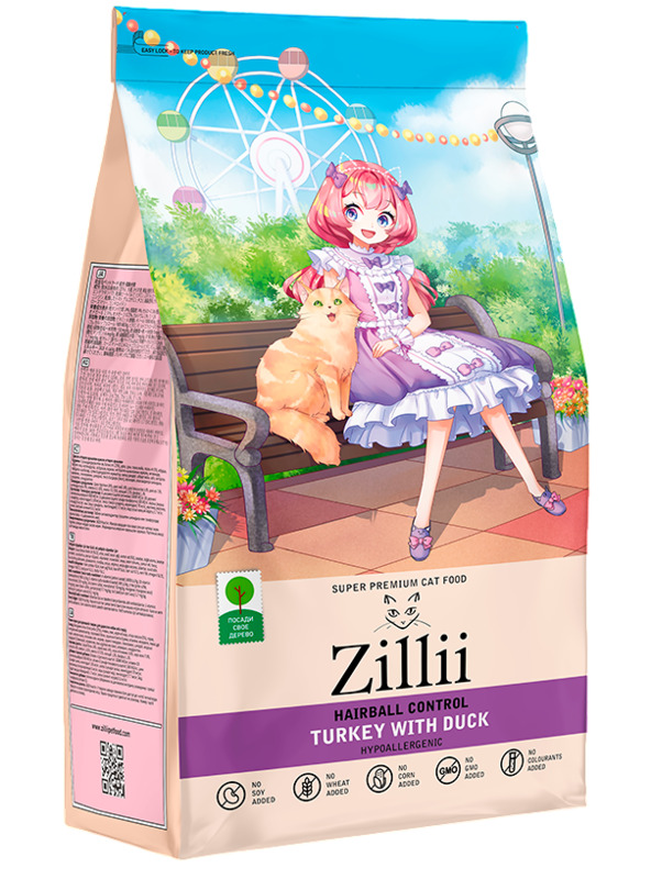 Zillii Cat Hairball Control Индейка с уткой, Зилли