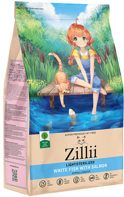 Zillii для стерилизованных кошек с избыточным весом Белая рыба с лососем, Зилли