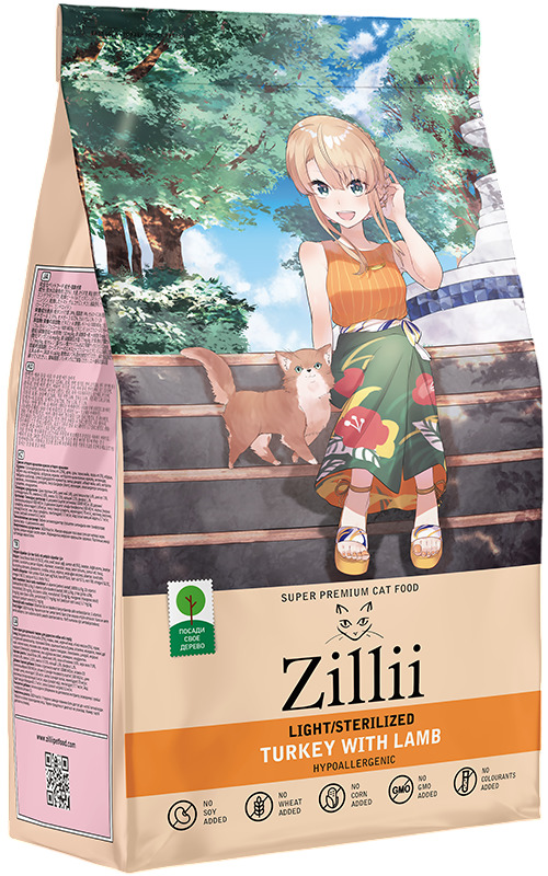 Zillii для стерилизованных кошек с избыточным весом Индейка с ягненком, Зилли