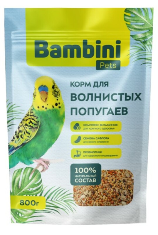 Корм Bambini Pets для волнистых попугайчиков, Бомбини Петс