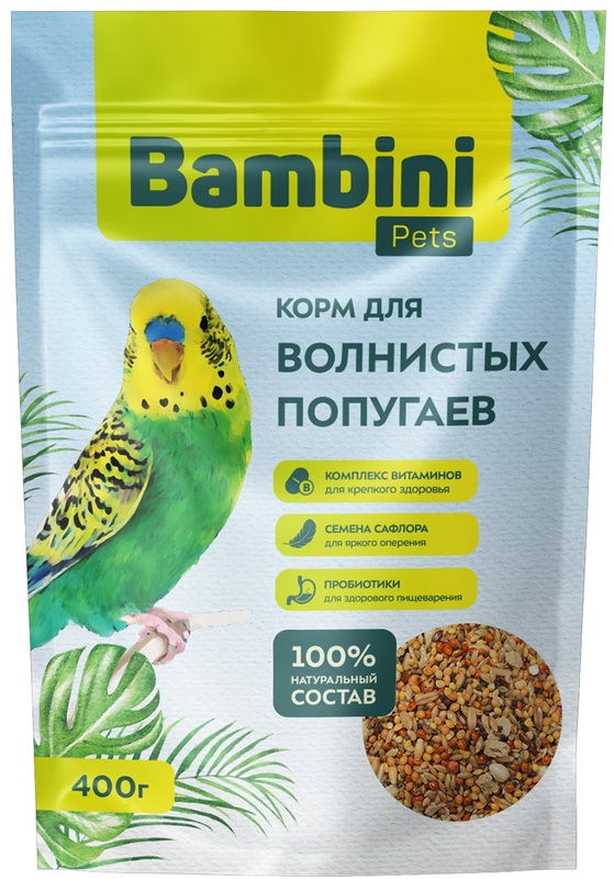 Корм Bambini Pets для волнистых попугайчиков, Бомбини Петс