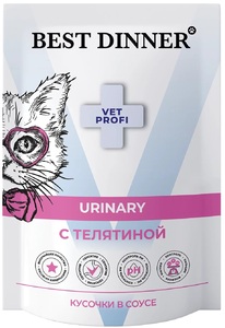 Пауч Бест Диннер Exclusive Vet Profi Уринари Телятина кусочки в соусе, Best Dinner
