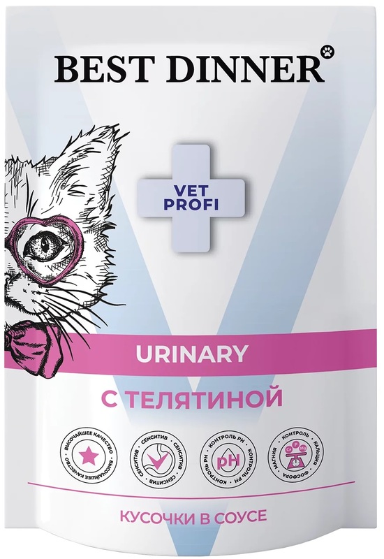 Пауч Бест Диннер Exclusive Vet Profi Уринари Телятина кусочки в соусе, Best Dinner