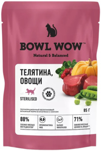 Bowl Wow телятина и овощи в соусе для стерилизованных кошек, Боул Вау