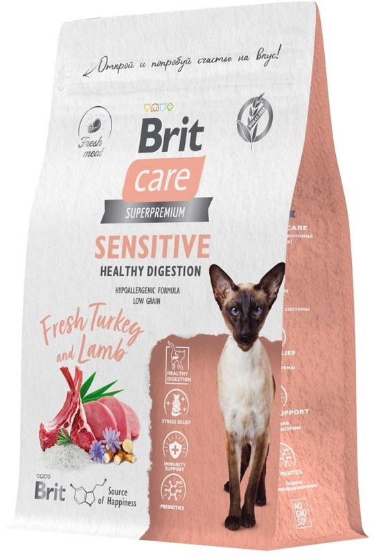 Брит Кеа Cat Sensitive Healthy Digestion индейка и ягнёнок, Brit Care
