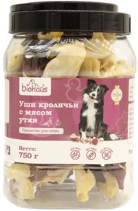 Biohaus Уши кроличьи с мясом утки, Биохаус