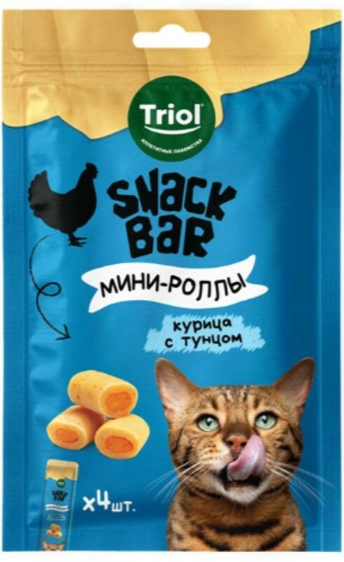 Triol Snack Bar Мини-роллы для кошек с начинкой из курицы с тунцом, Триол