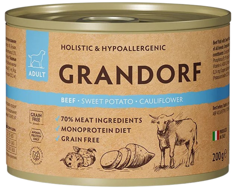 Паштет Grandorf из говядины с бататом и цветной капустой, Грандорф