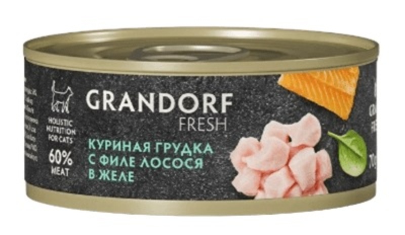 Grandorf Fresh консервы Куриная грудка с филе лосося, Грандорф Фреш