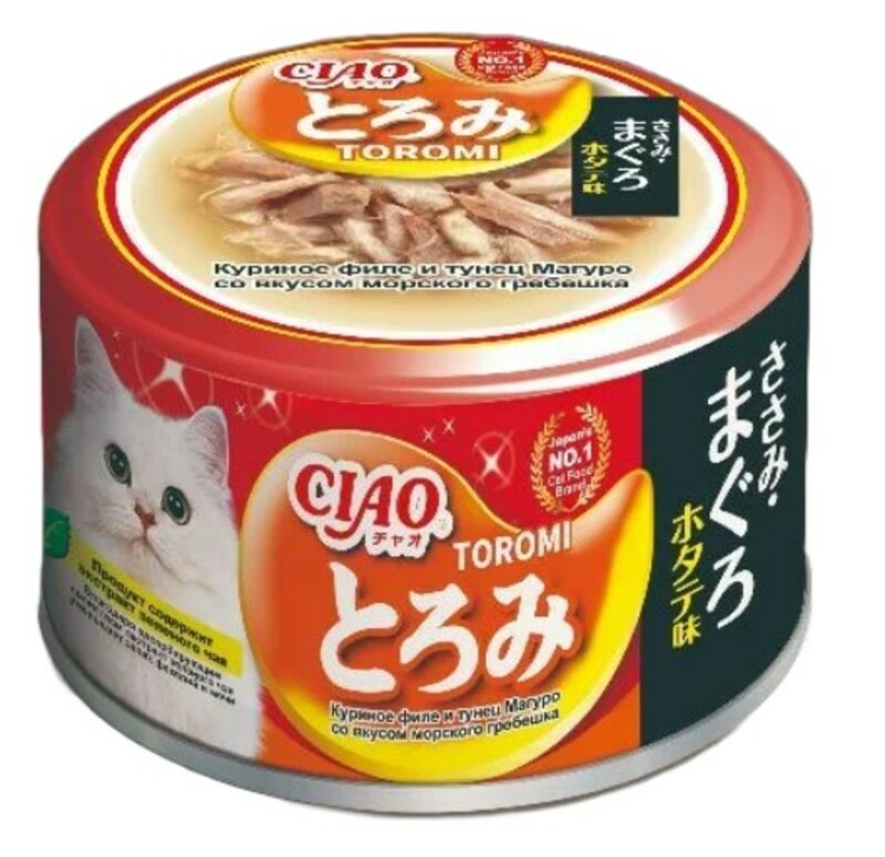 Inaba Ciao Toromi куриное филе и тунец Магуро со вкусом гребешка в бульоне, Инаба Чао Тороми