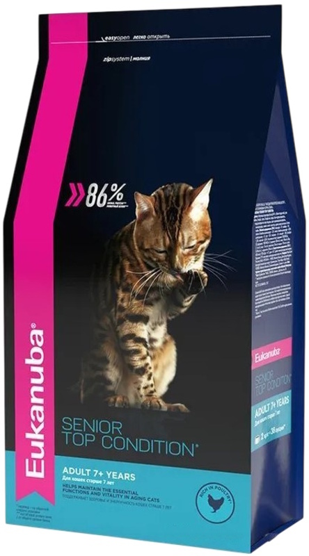Eukanuba для поддержания здоровья и энергичности кошек +7 лет, Эукануба