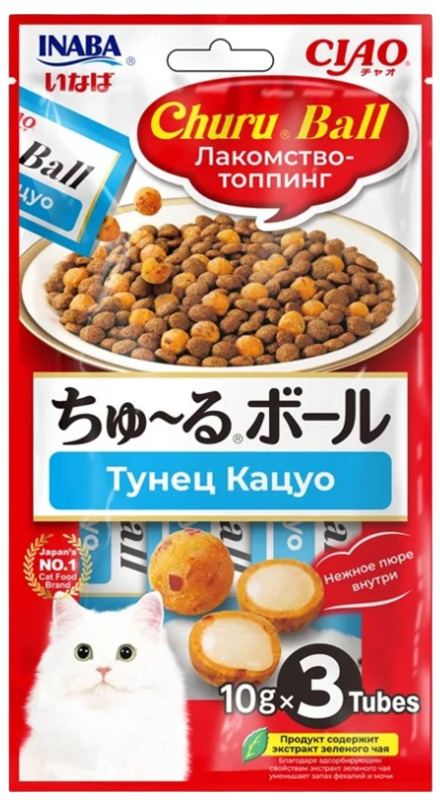 Inaba Ciao Churu Ball шарики с кремовой начинкой тунец Кацуо, Инаба