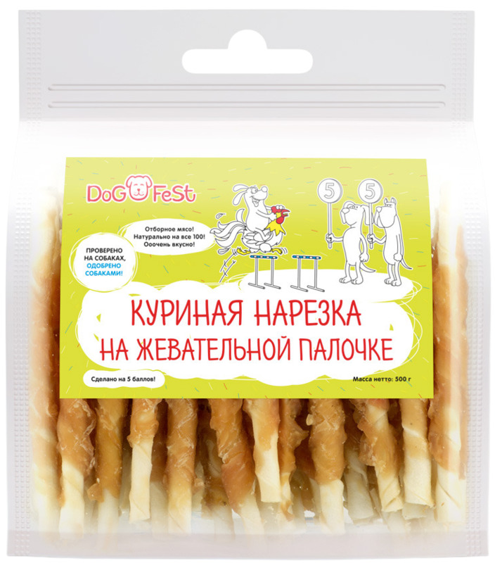 Лакомство Dog Fest Куриная нарезка на жевательной палочке, Дог Фест