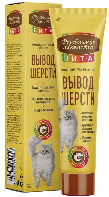 Паста Деревенские Лакомства Вита для вывода шерсти со вкусом креветок