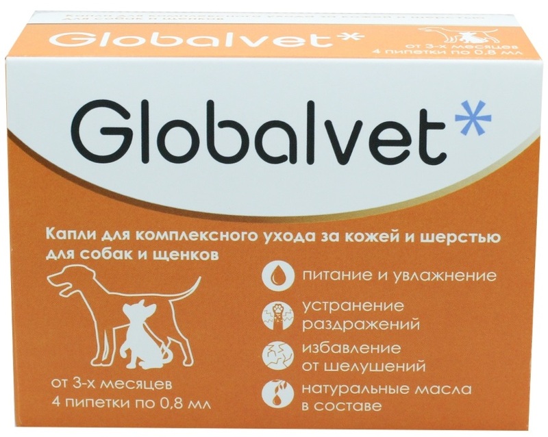 Капли Globalvet для ухода за кожей и шерстью для собак и щенков, ГлобалВет