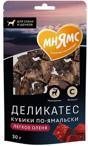 Деликатес Мнямс Кубики по-ямальски из легкого северного оленя для собак