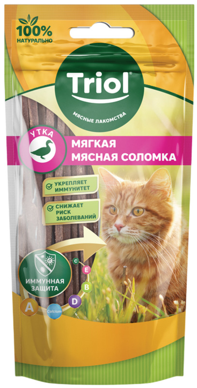 Triol Мягкая соломка из утки для кошек, Триол