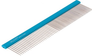 Расчёска DeLIGHT алюминиевая с плоской синей ручкой, ДеЛайт