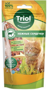 Лакомство Триол сердечки из говядины с треской для кошек, Triol