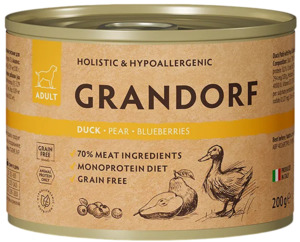 Паштет Grandorf из утки с грушей и черникой для собак, Грандорф
