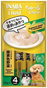 Инаба Чао пюре для собак Churu Куриное филе с овощами, Inaba Ciao