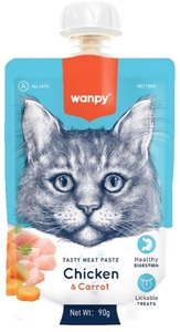 Лакомство Ванпи для кошек Мясной мусс из курицы и моркови, Wanpy Cat