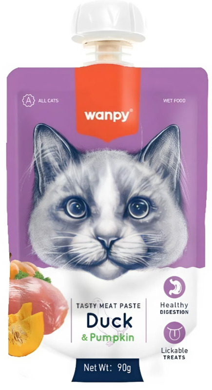 Лакомство Ванпи для кошек Мясной мусс из утки и тыквы, Wanpy Cat